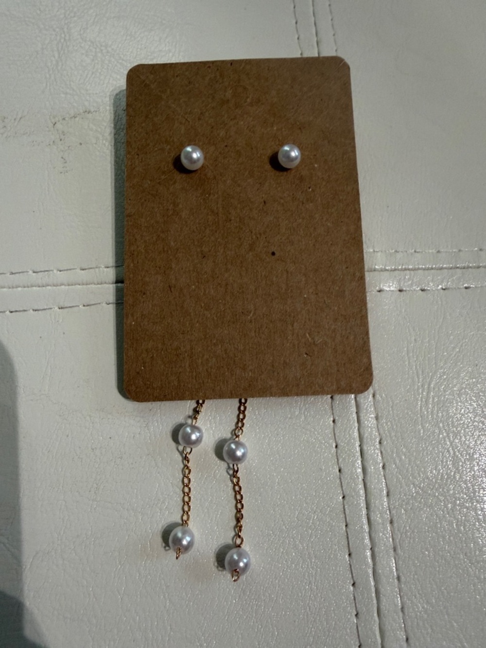 Pearl Drop Dangle Earrings - White Pearls